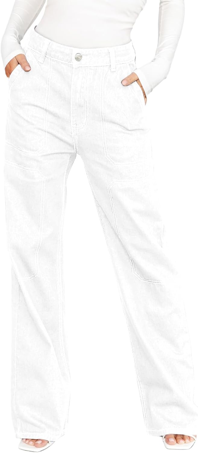 Women's Casual Mid-rise Work Pants Made of Denim