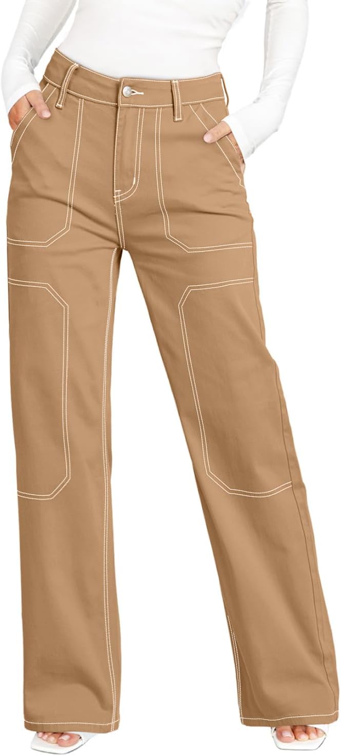 Women's Casual Mid-rise Work Pants Made of Denim