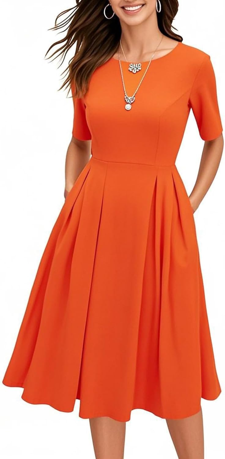 Women's Retro Patchwork Handbag Puff Skirt Casual Party Dress