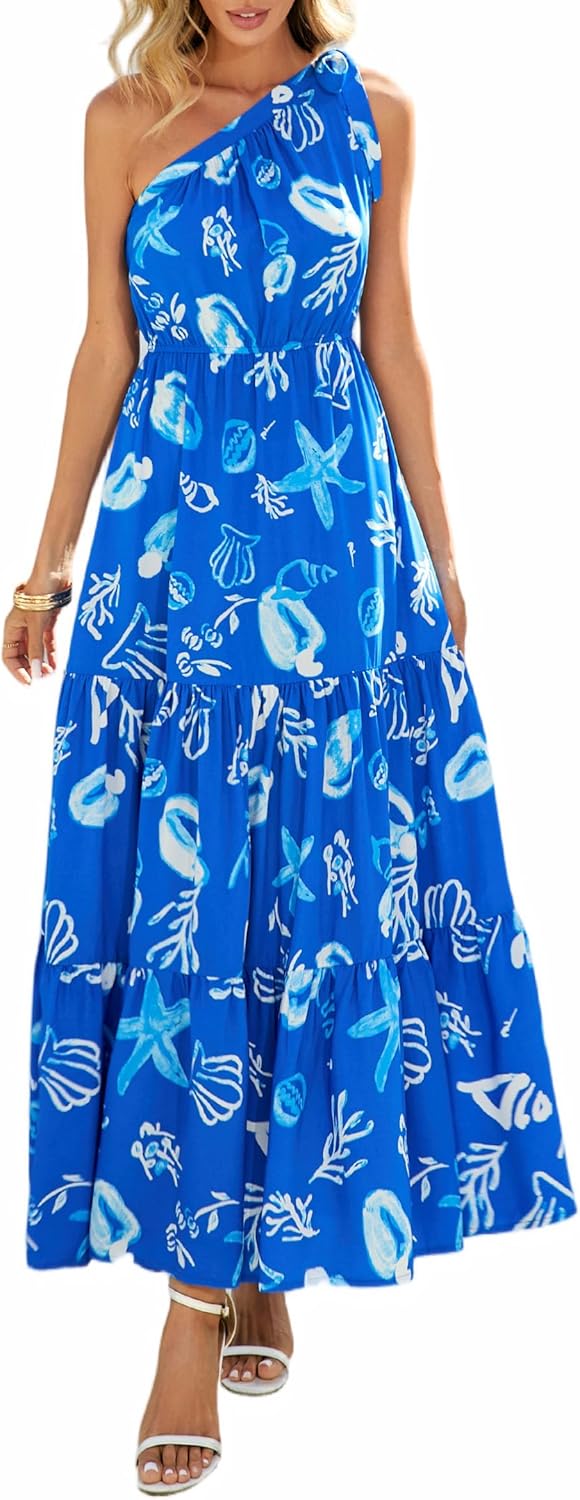 Women's Summer Floral One-Shoulder Long Dress