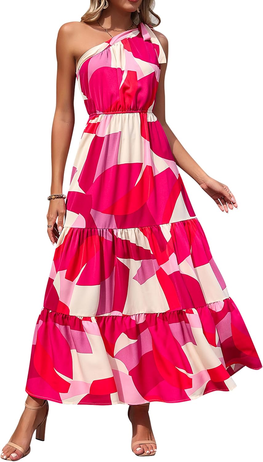 Women's Summer Floral One-Shoulder Long Dress