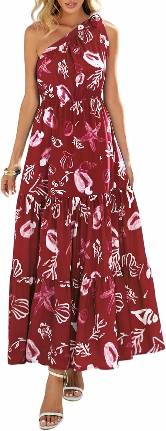 Women's Summer Floral One-Shoulder Long Dress