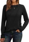 Lady's Pleated Long-sleeved Blouse - Loose-fitting Round-neck Casual Shirt