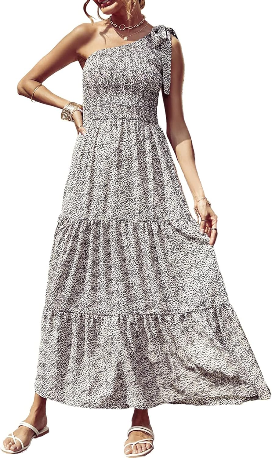 Women's Summer Floral One-Shoulder Long Dress