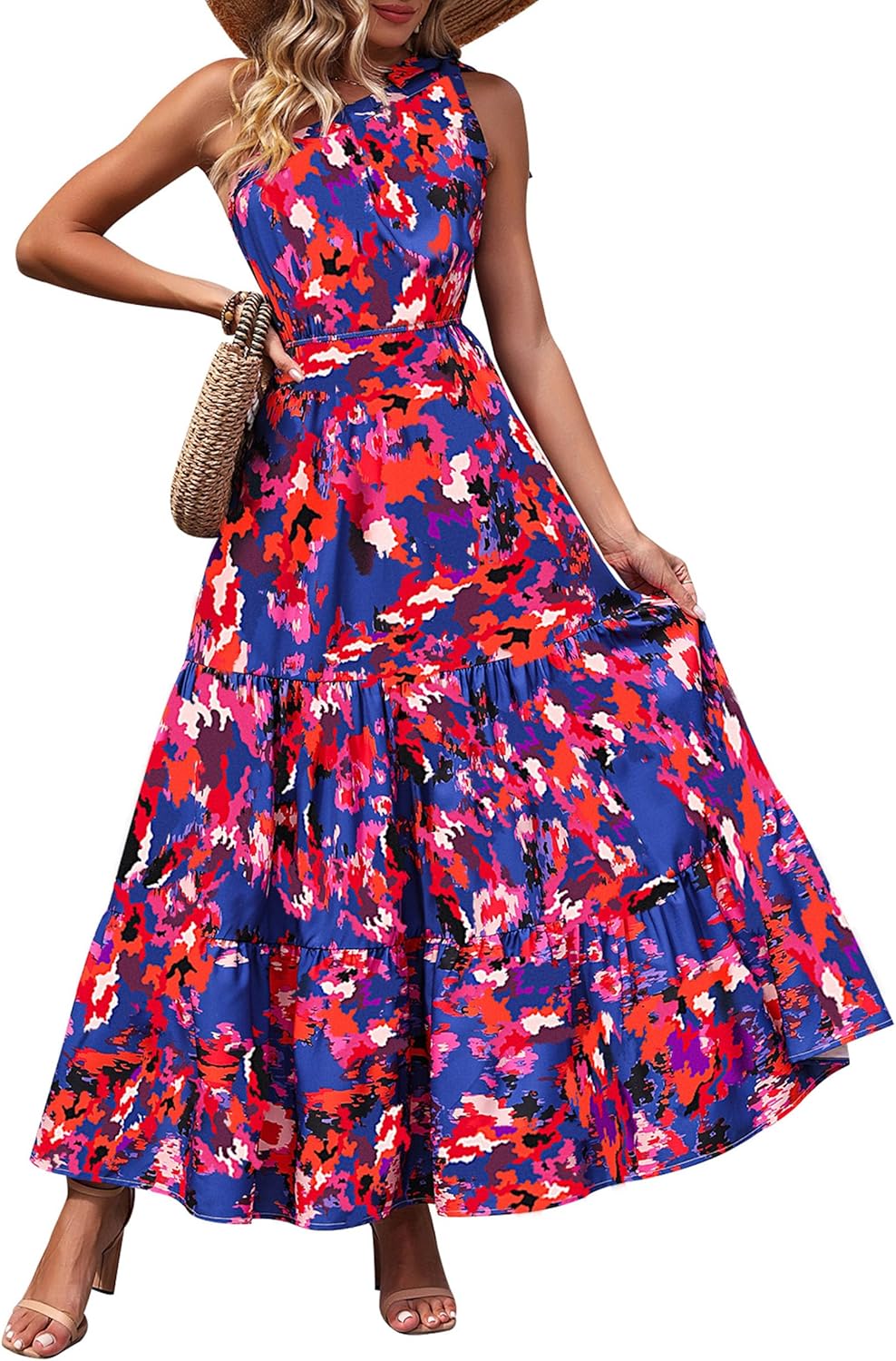 Women's Summer Floral One-Shoulder Long Dress