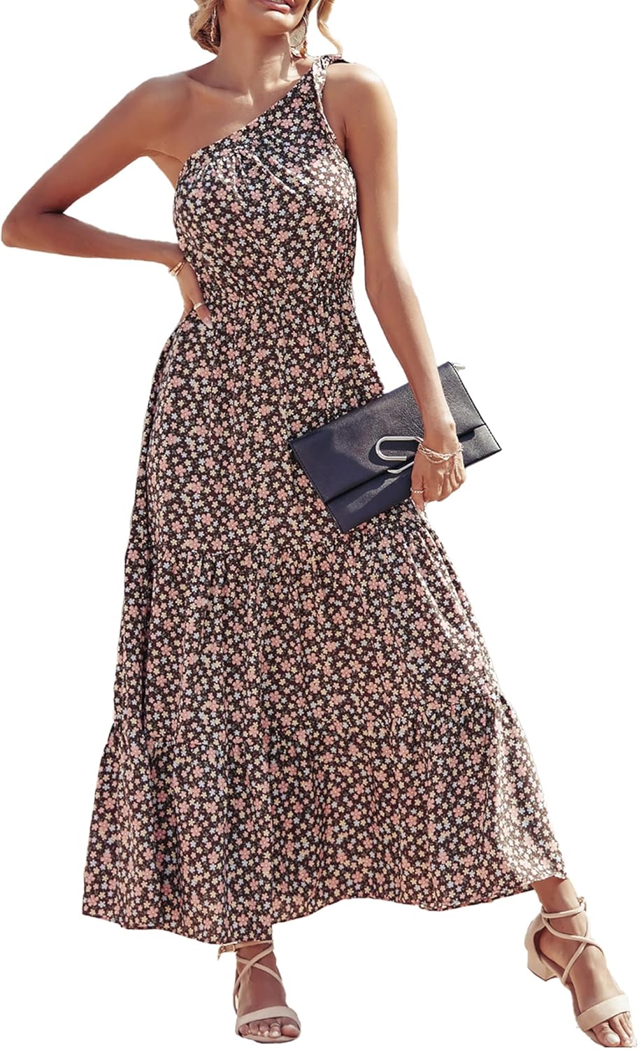 Women's Summer Floral One-Shoulder Long Dress