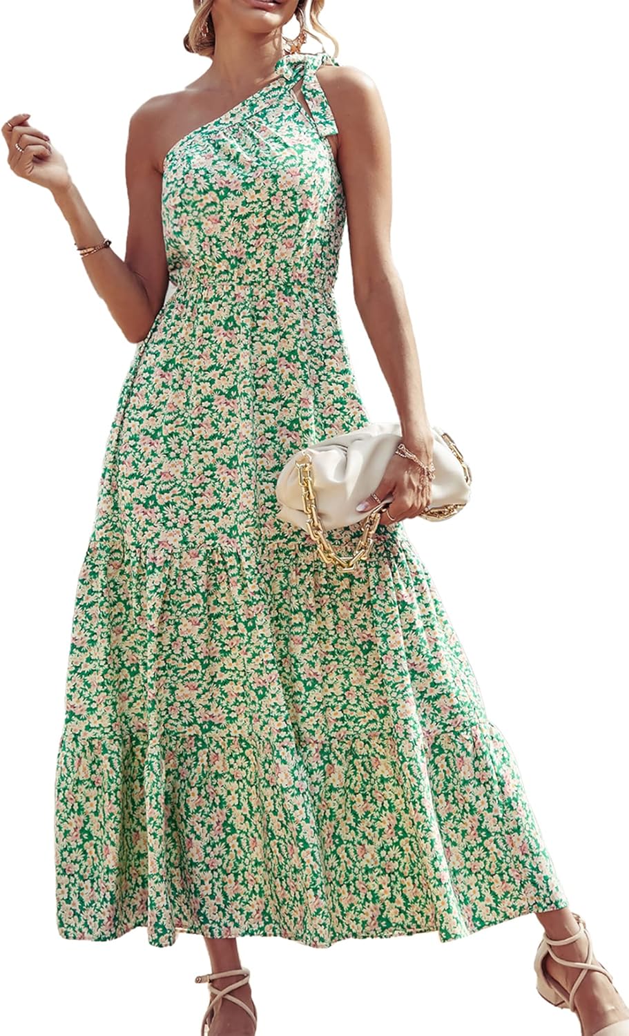 Women's Summer Floral One-Shoulder Long Dress