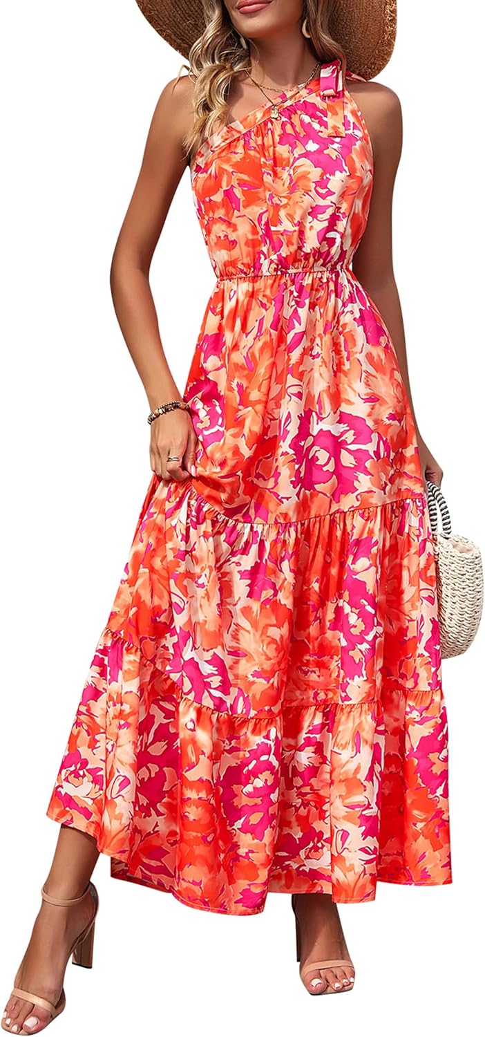 Women's Summer Floral One-Shoulder Long Dress