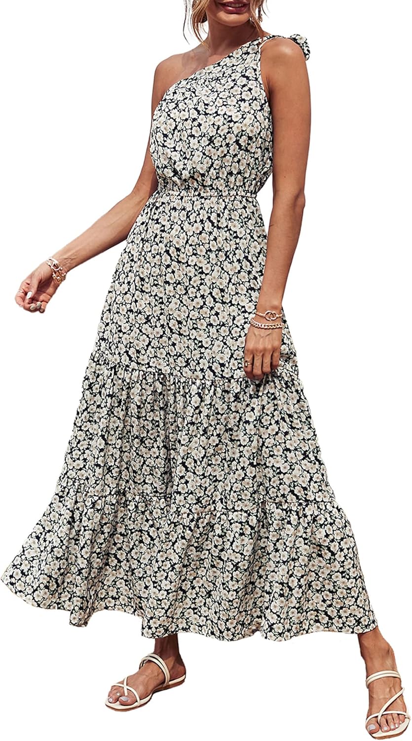 Women's Summer Floral One-Shoulder Long Dress