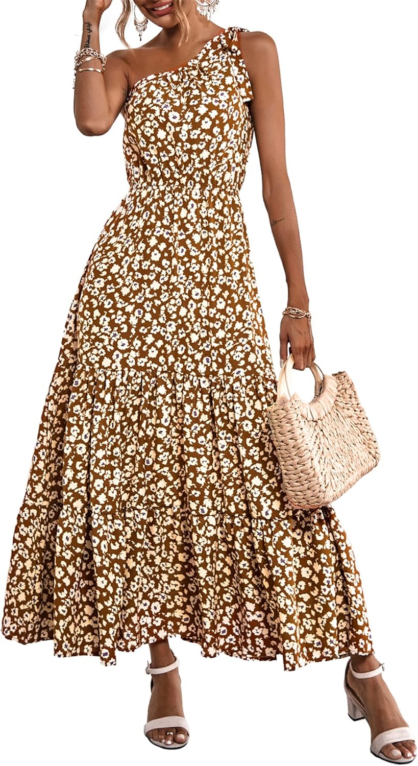 Women's Summer Floral One-Shoulder Long Dress