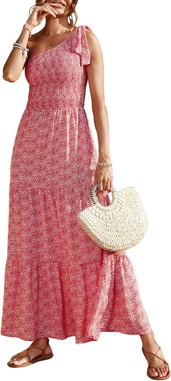 Women's Summer Floral One-Shoulder Long Dress