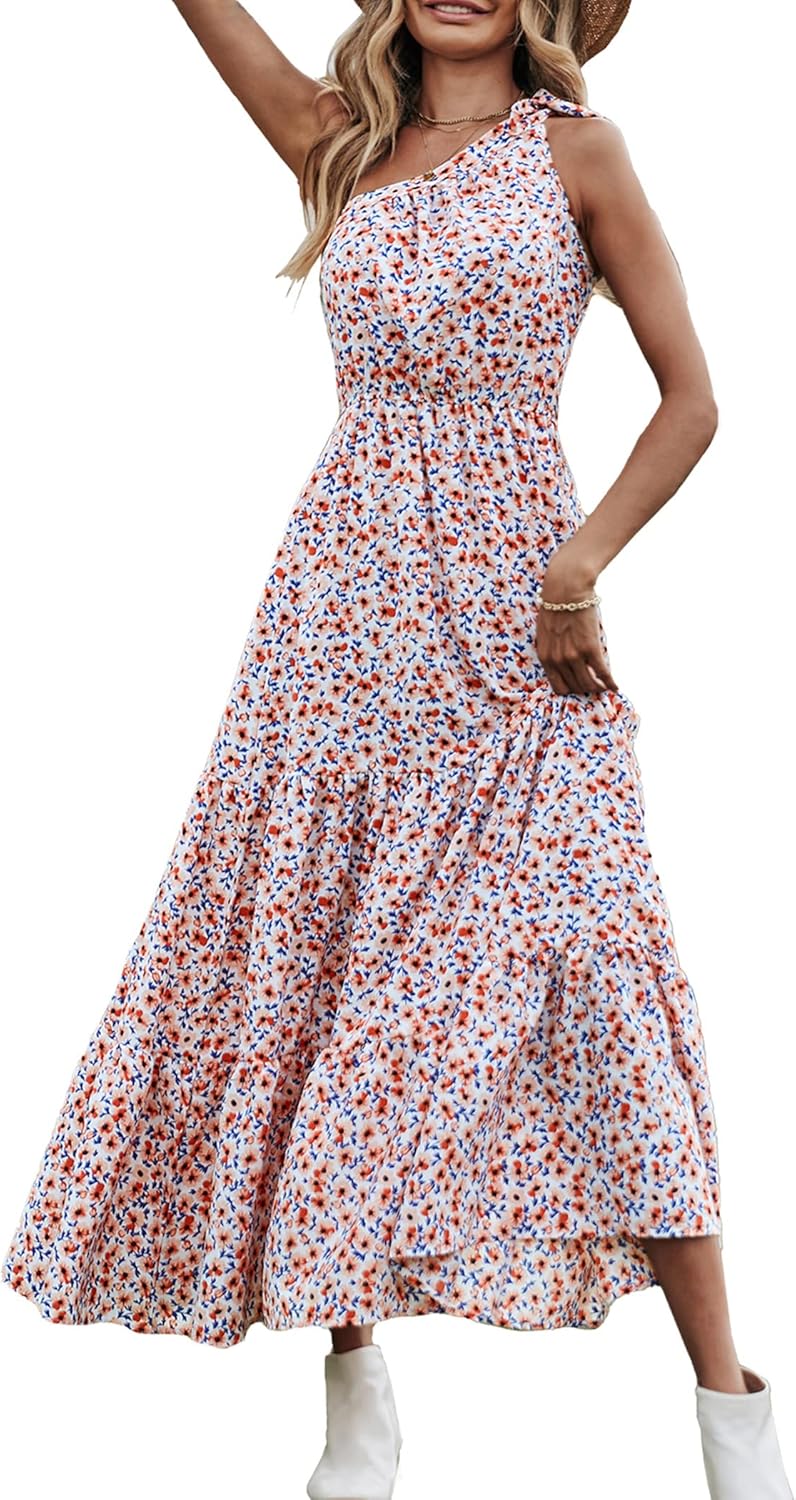 Women's Summer Floral One-Shoulder Long Dress