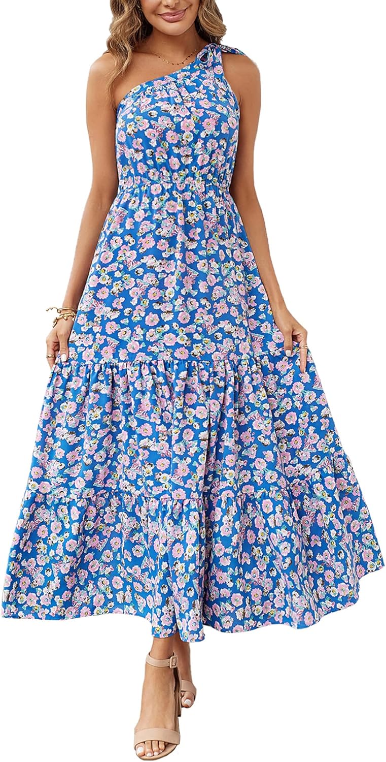 Women's Summer Floral One-Shoulder Long Dress