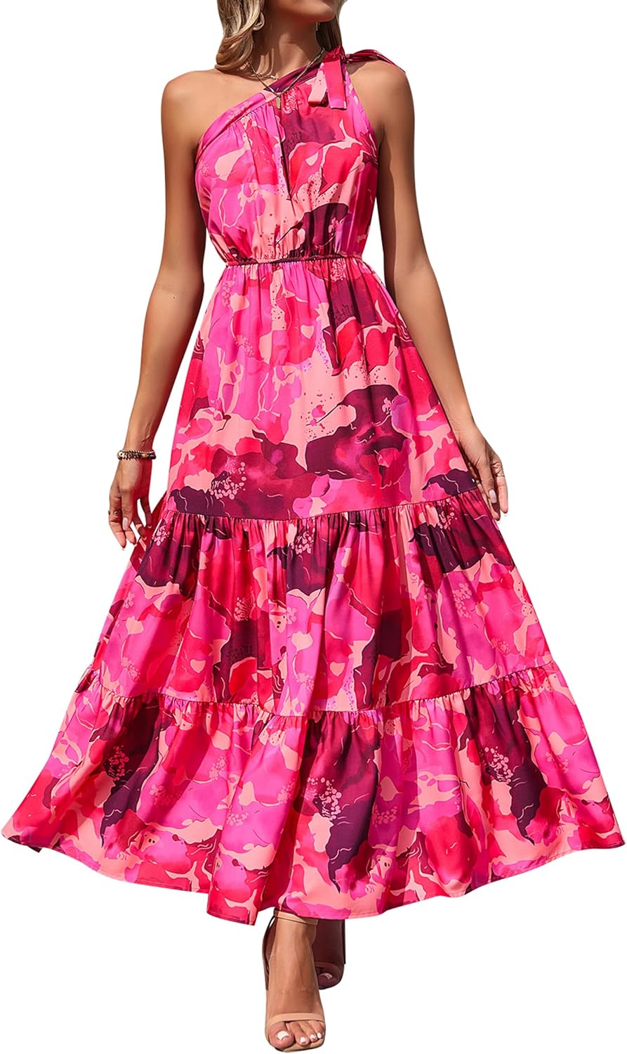Women's Summer Floral One-Shoulder Long Dress