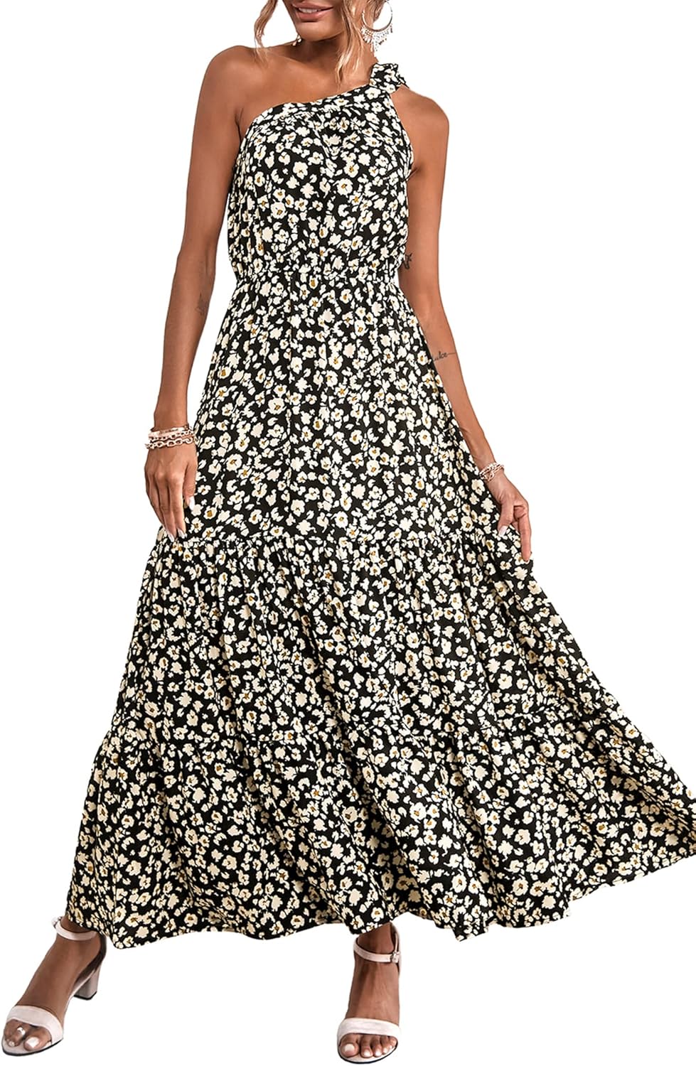 Women's Summer Floral One-Shoulder Long Dress