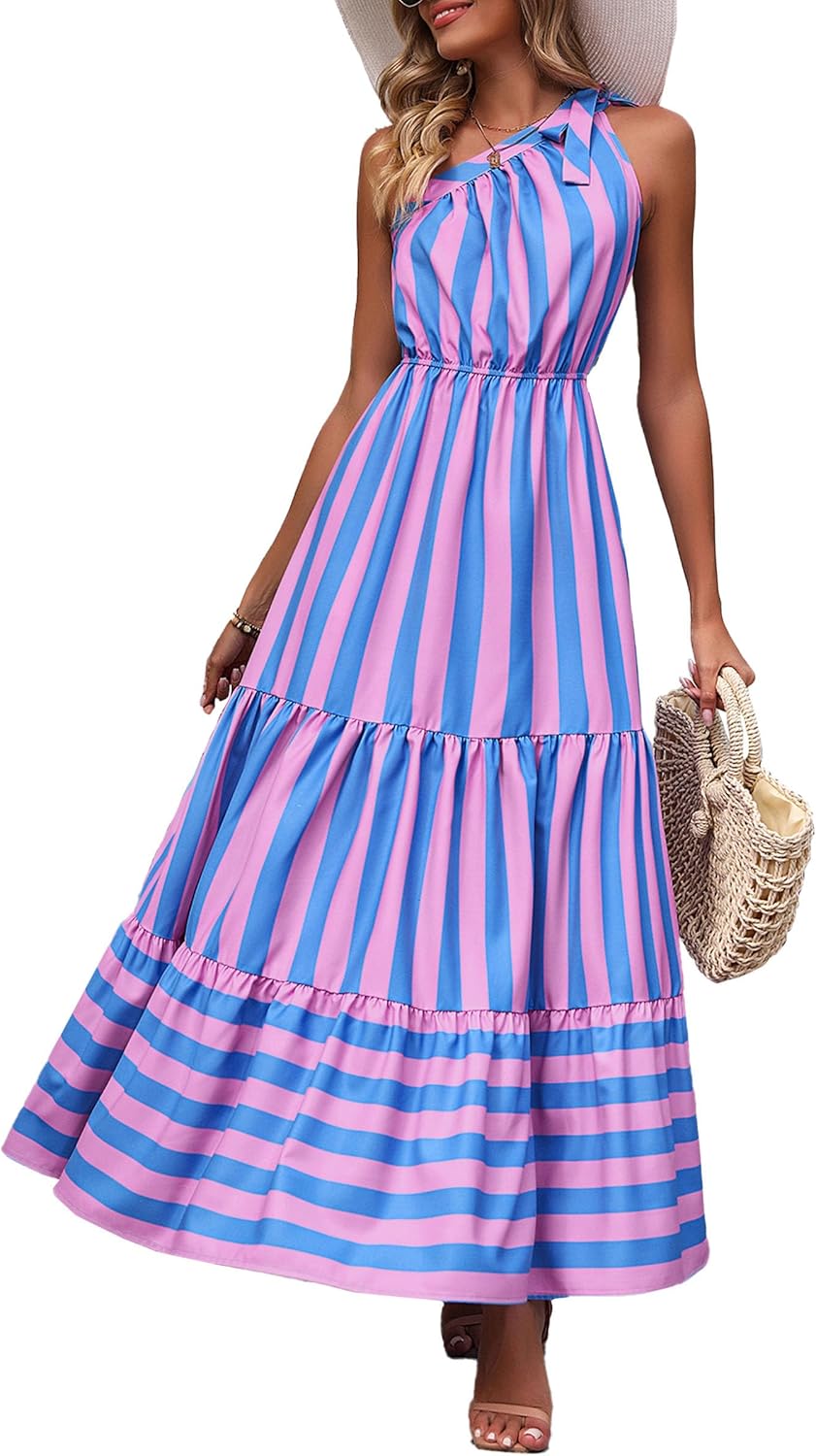 Women's Summer Floral One-Shoulder Long Dress