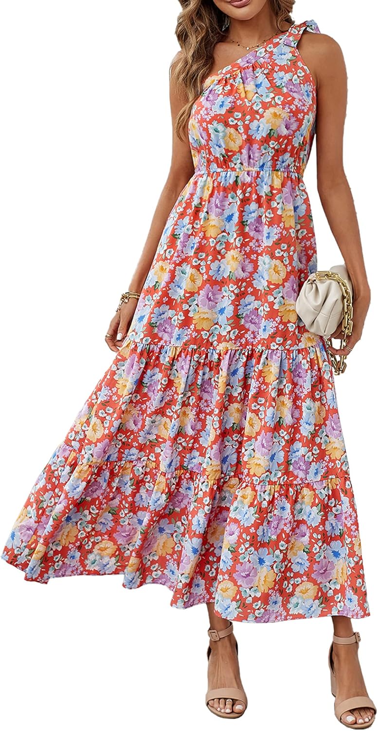Women's Summer Floral One-Shoulder Long Dress