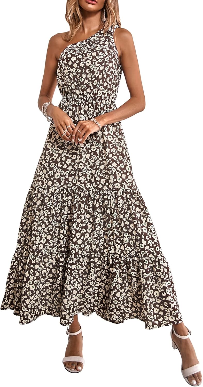 Women's Summer Floral One-Shoulder Long Dress